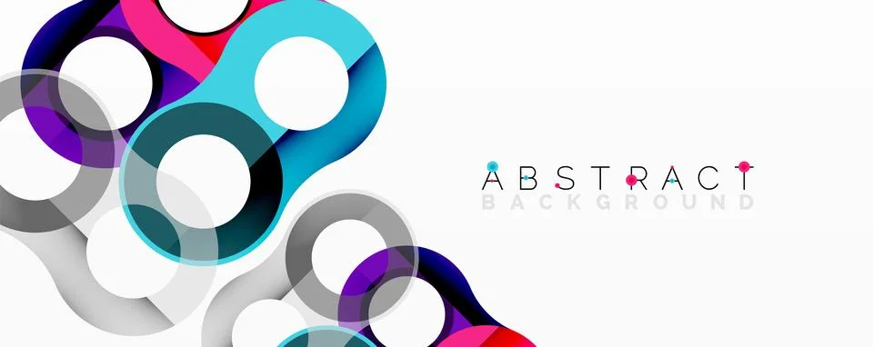 Abstract composition with intertwined circular and tubular forms creating fluid Stock Illustration