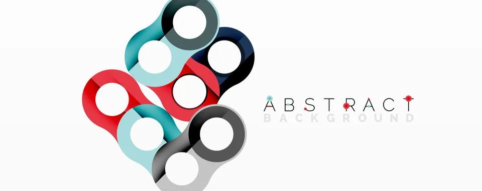 Abstract composition with intertwined circular and tubular forms creating fluid Stock Illustration