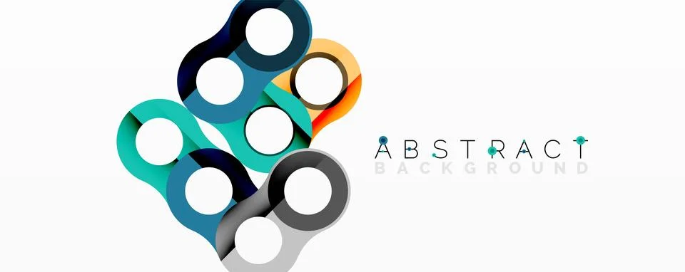 Abstract composition with intertwined circular and tubular forms creating fluid Stock Illustration
