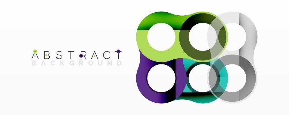 Abstract composition with intertwined circular and tubular forms creating fluid Stock Illustration