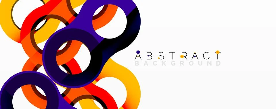 Abstract composition with intertwined circular and tubular forms creating fluid Stock Illustration