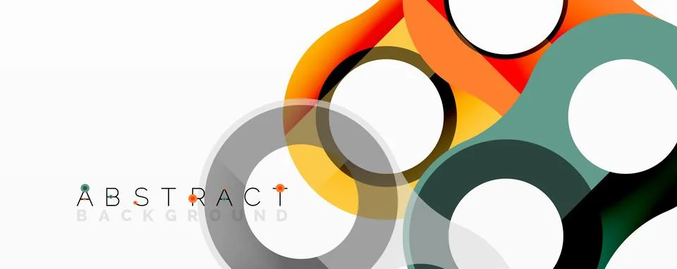 Abstract composition with intertwined circular and tubular forms creating fluid Stock Illustration