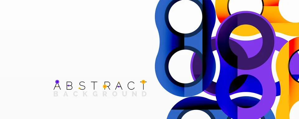 Abstract composition with intertwined circular and tubular forms creating fluid Stock Illustration