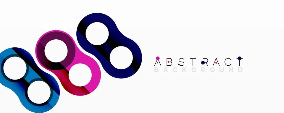 Abstract composition with intertwined circular and tubular forms creating fluid Stock Illustration