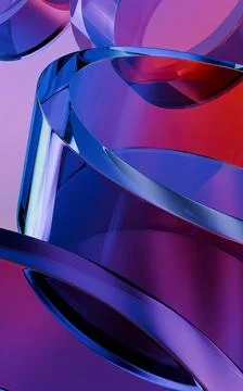 Abstract composition of interwoven, glossy, translucent ribbons in vibrant .. Stock Illustration