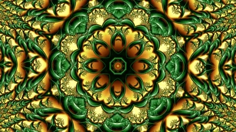 Abstract composition with iridescent dark green fractal ornament Видео 136722257