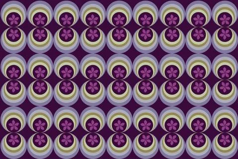 Abstract composition of layered circles with flowers pattern 스톡 일러스트
