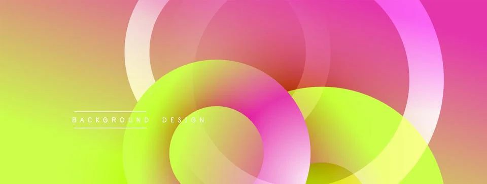 Abstract composition with layered circular elements, blending gradients and soft Stockillustratie
