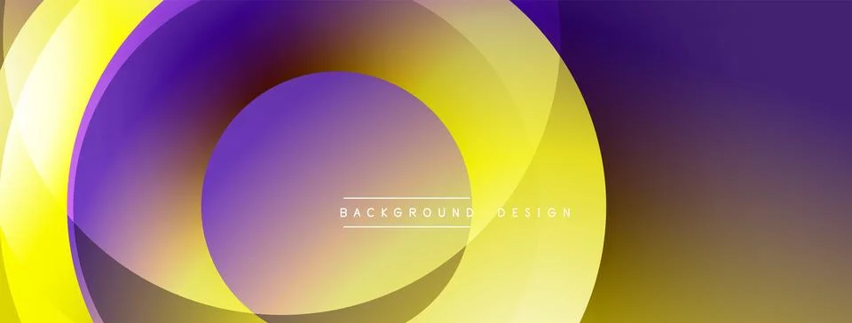 Abstract composition with layered circular elements, blending gradients and soft Stock Illustration