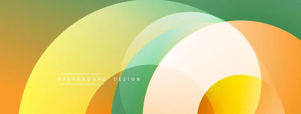 Abstract composition with layered circular elements, blending gradients and soft Illustrazione stock