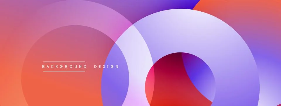 Abstract composition with layered circular elements, blending gradients and soft Illustrazione stock