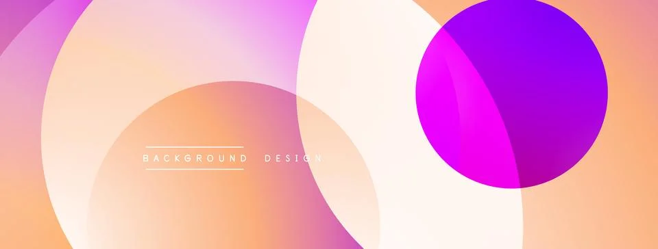 Abstract composition with layered circular elements, blending gradients and soft Stock Illustration