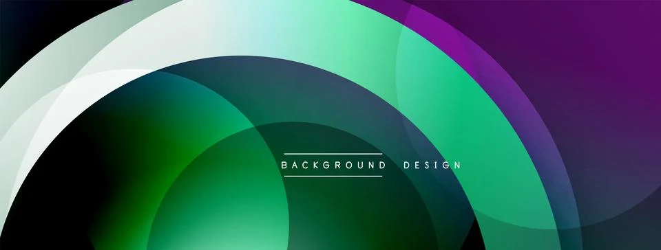 Abstract composition with layered circular elements, blending gradients and soft Stock Illustration