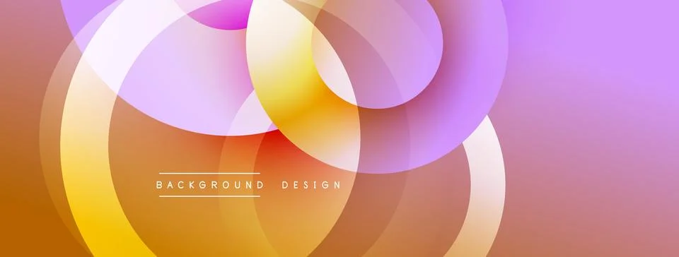 Abstract composition with layered circular elements, blending gradients and soft Illustrazione stock