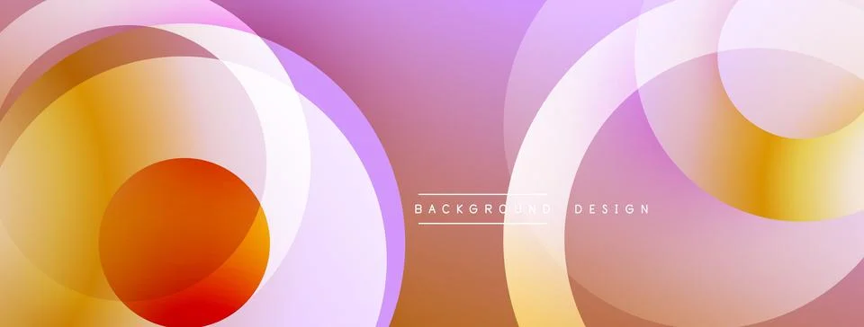 Abstract composition with layered circular elements, blending gradients and soft Illustrazione stock