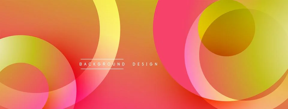 Abstract composition with layered circular elements, blending gradients and soft Stock Illustration