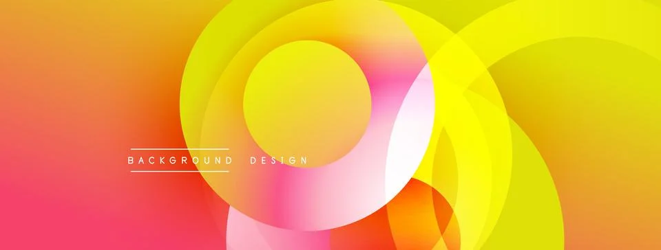 Abstract composition with layered circular elements, blending gradients and soft Stock Illustration