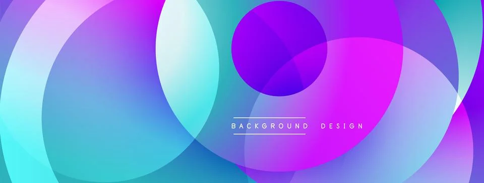 Abstract composition with layered circular elements, blending gradients and soft Stock Illustration