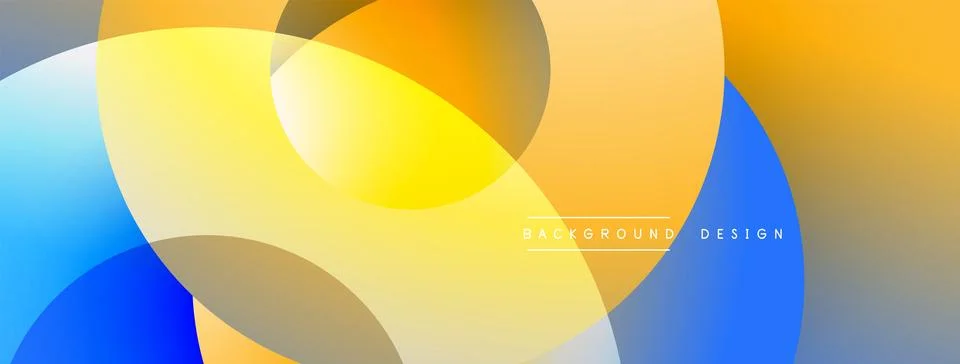 Abstract composition with layered circular elements, blending gradients and soft Stock Illustration