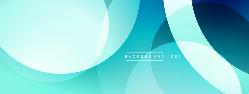 Abstract composition with layered circular elements, blending gradients and soft Illustrazione stock