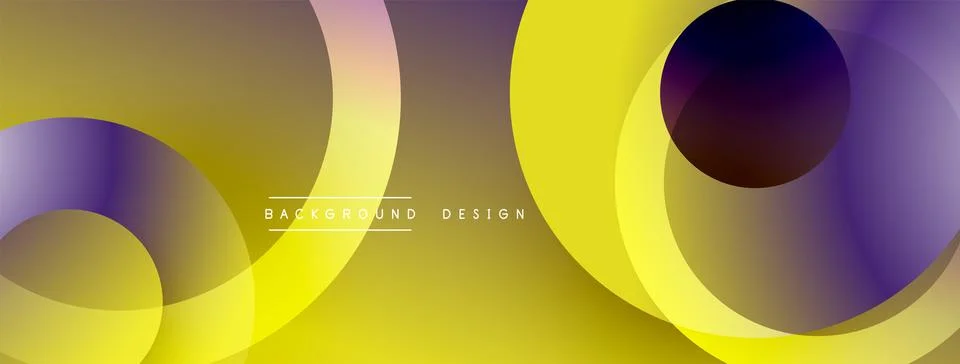 Abstract composition with layered circular elements, blending gradients and soft Illustrazione stock
