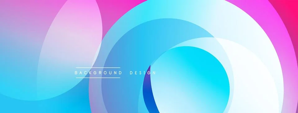 Abstract composition with layered circular elements, blending gradients and soft Stock Illustration
