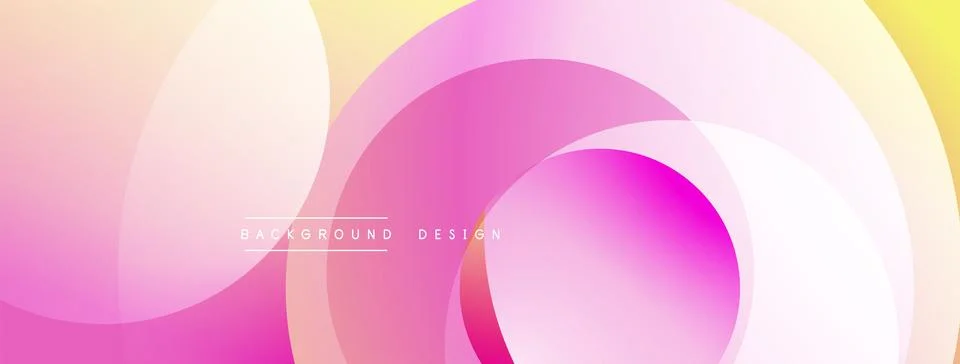 Abstract composition with layered circular elements, blending gradients and soft Illustrazione stock