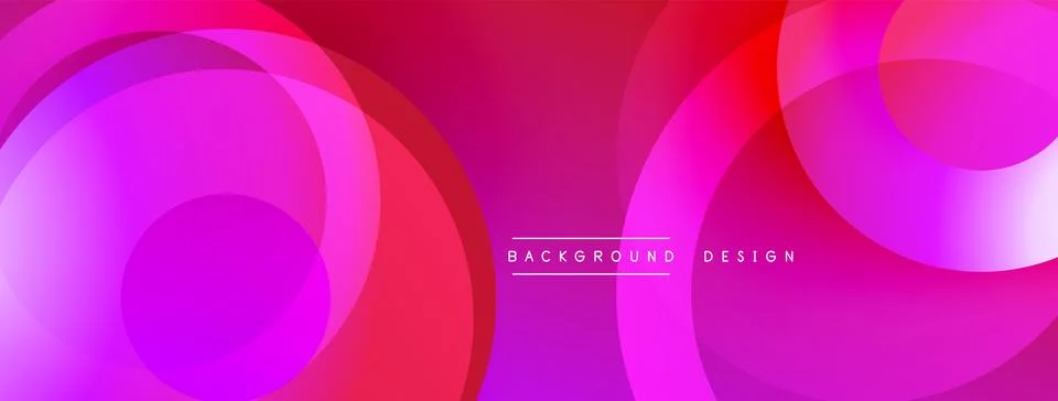 Abstract composition with layered circular elements, blending gradients and soft Illustrazione stock