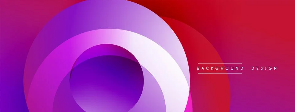 Abstract composition with layered circular elements, blending gradients and soft Illustrazione stock