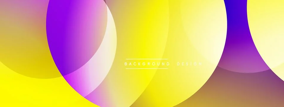 Abstract composition with layered circular elements, blending gradients and soft Illustrazione stock