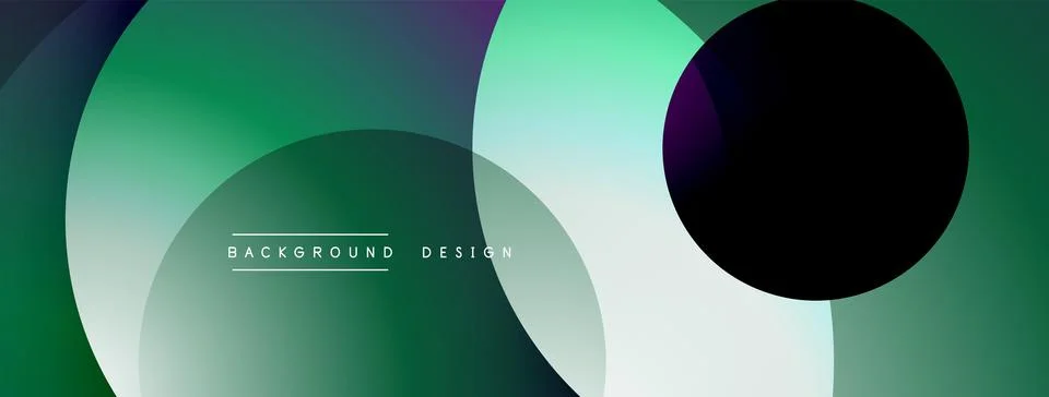 Abstract composition with layered circular elements, blending gradients and soft Stockillustratie