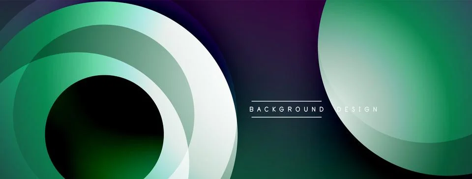 Abstract composition with layered circular elements, blending gradients and soft Stock Illustration