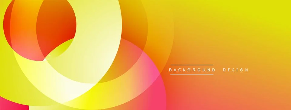 Abstract composition with layered circular elements, blending gradients and soft Illustrazione stock