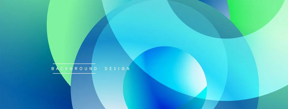 Abstract composition with layered circular elements, blending gradients and soft Stock Illustration