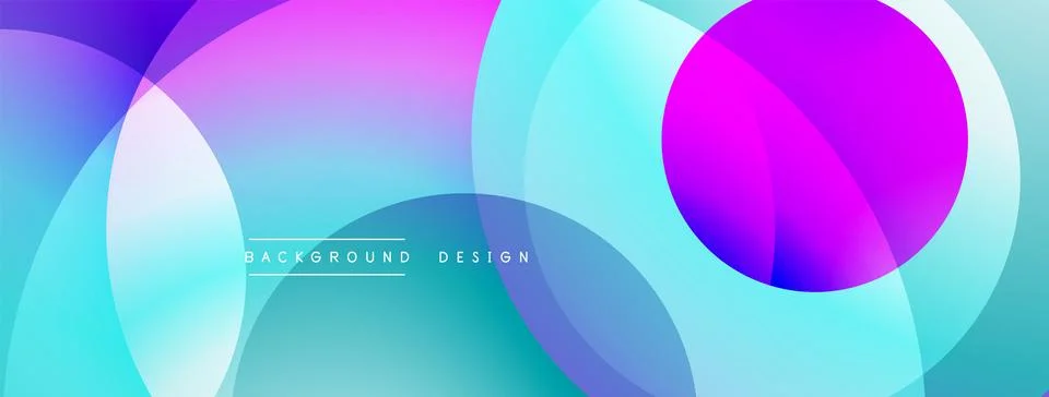 Abstract composition with layered circular elements, blending gradients and soft Stock Illustration
