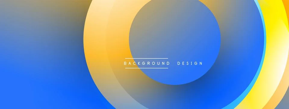 Abstract composition with layered circular elements, blending gradients and soft Stock Illustration