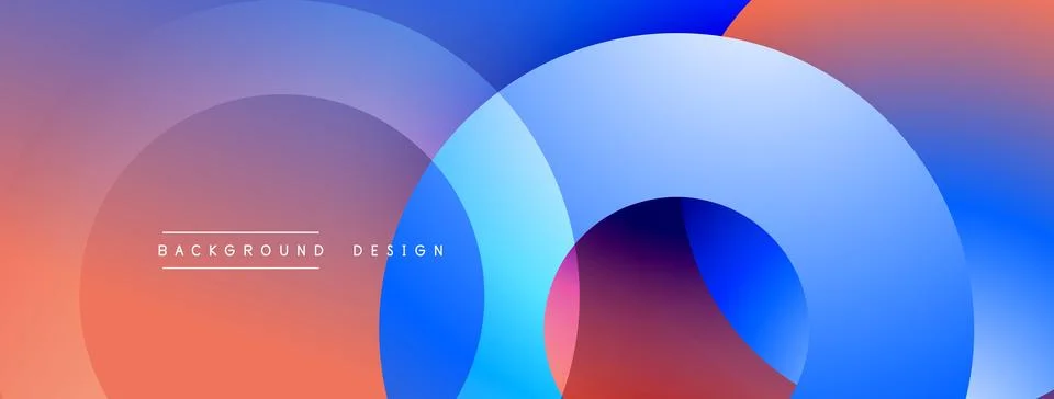 Abstract composition with layered circular elements, blending gradients and soft Stock Illustration