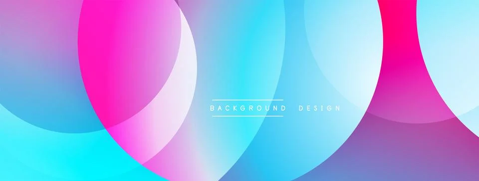 Abstract composition with layered circular elements, blending gradients and soft Stock Illustration