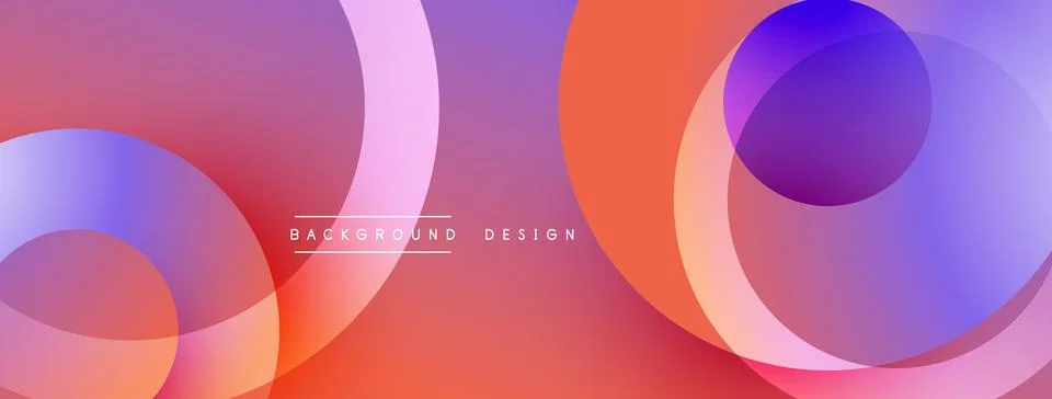 Abstract composition with layered circular elements, blending gradients and soft Illustrazione stock
