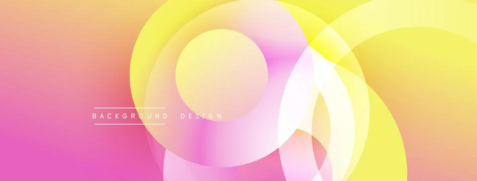 Abstract composition with layered circular elements, blending gradients and soft Stock Illustration