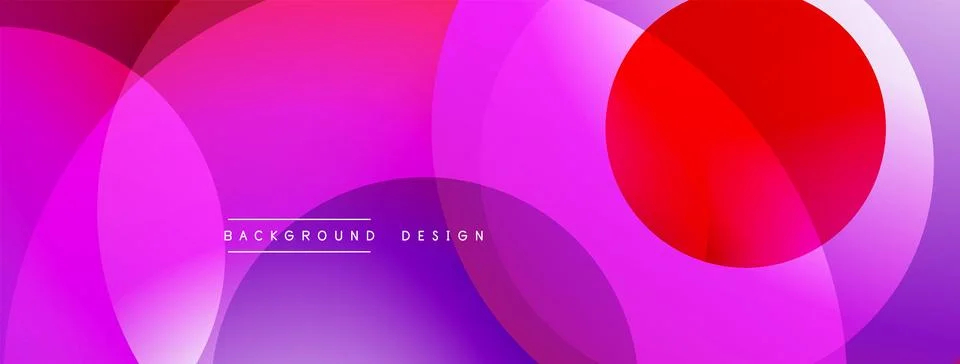 Abstract composition with layered circular elements, blending gradients and soft Illustrazione stock
