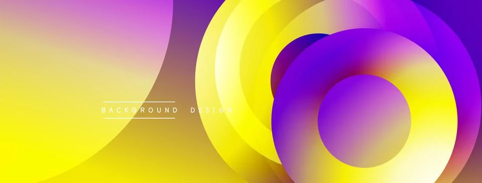 Abstract composition with layered circular elements, blending gradients and soft Stock Illustration