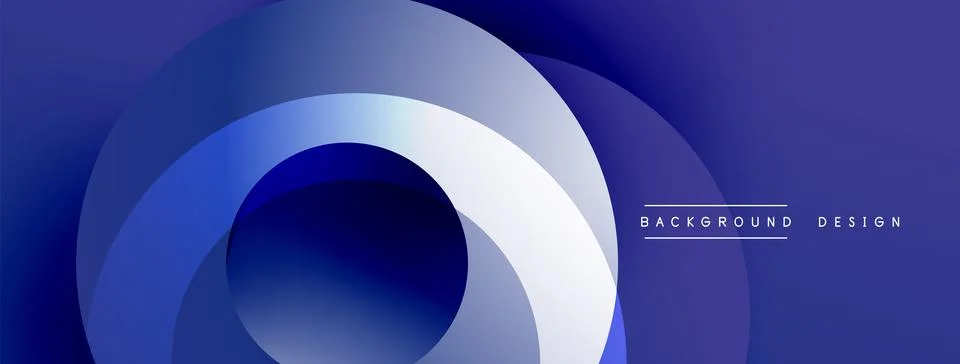 Abstract composition with layered circular elements, blending gradients and soft Illustrazione stock