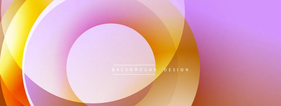 Abstract composition with layered circular elements, blending gradients and soft Stock Illustration
