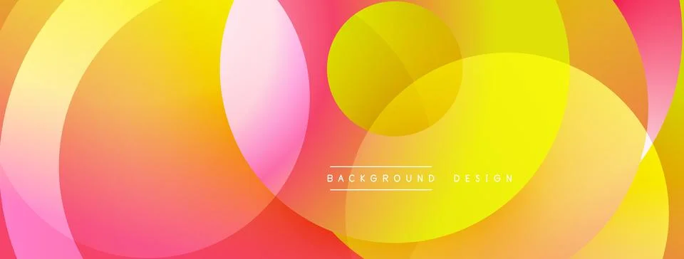 Abstract composition with layered circular elements, blending gradients and soft Illustrazione stock