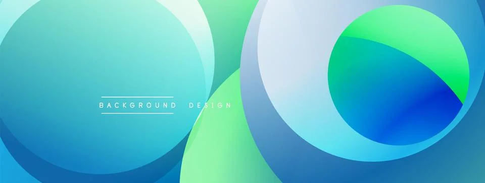 Abstract composition with layered circular elements, blending gradients and soft Illustrazione stock