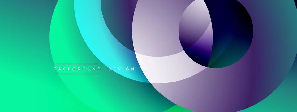 Abstract composition with layered circular elements, blending gradients and soft Stock Illustration