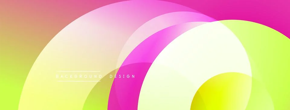 Abstract composition with layered circular elements, blending gradients and soft Illustrazione stock