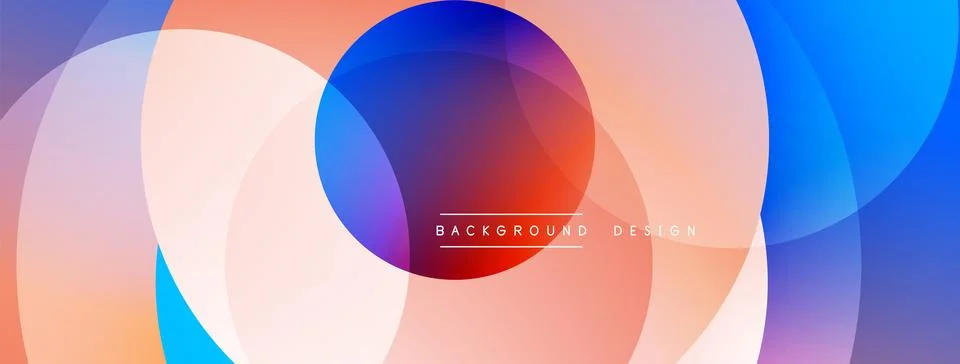 Abstract composition with layered circular elements, blending gradients and soft Stockillustratie