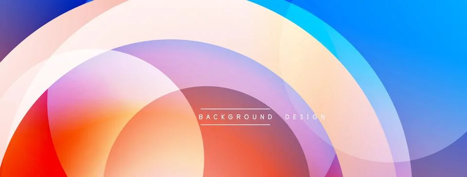 Abstract composition with layered circular elements, blending gradients and soft Stock Illustration